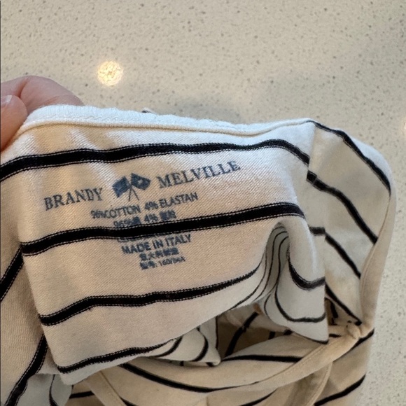 Brandy Melville cream and black striped crop top - Picture 3 of 3